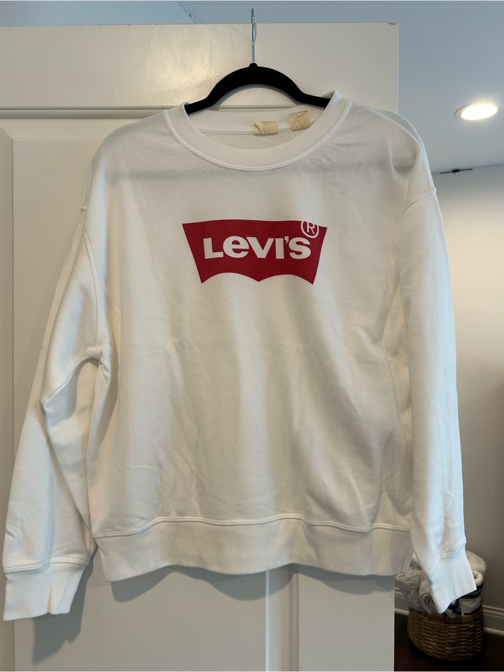 Levi's White Crewneck Sweatshirt with Red Logo